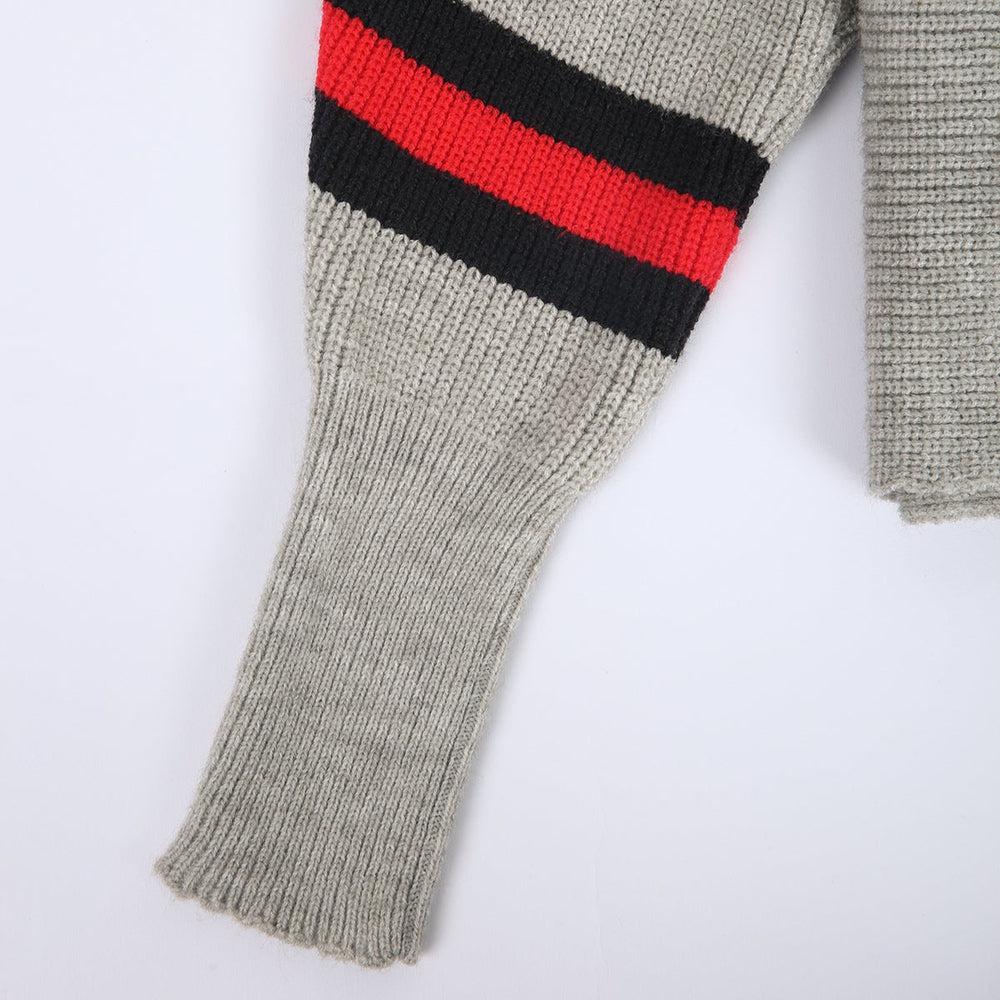 Boston Red Striped Gray Dolman Sweater