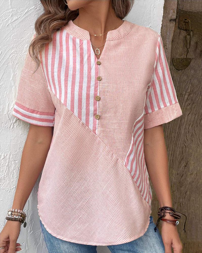 Sweet Short Sleeve Striped Top