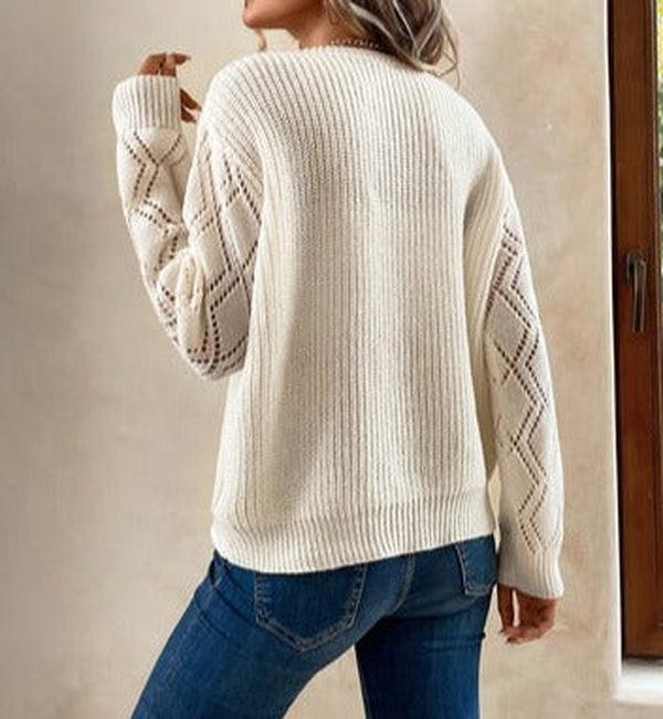 Simple Rib Knit V-Neck Sweater