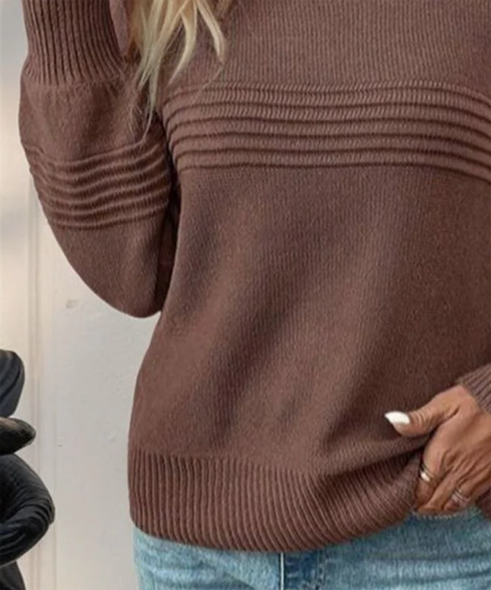 Coffee Plain Round Neck Sweater