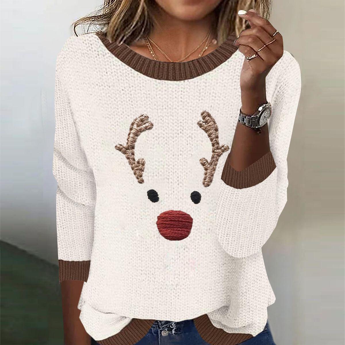 Cute Animal Print Round Neck Sweater