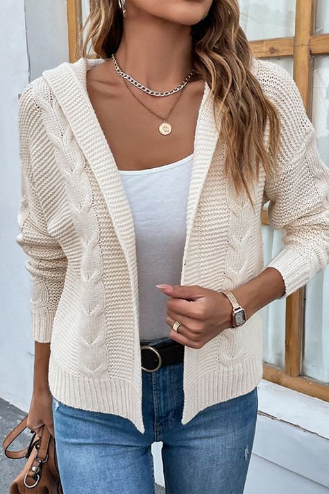 Vintage Long Sleeve Plain Cardigan