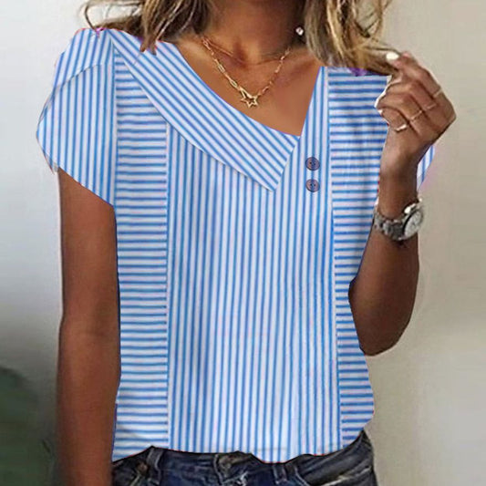 Chic Striped Short Sleeve Top