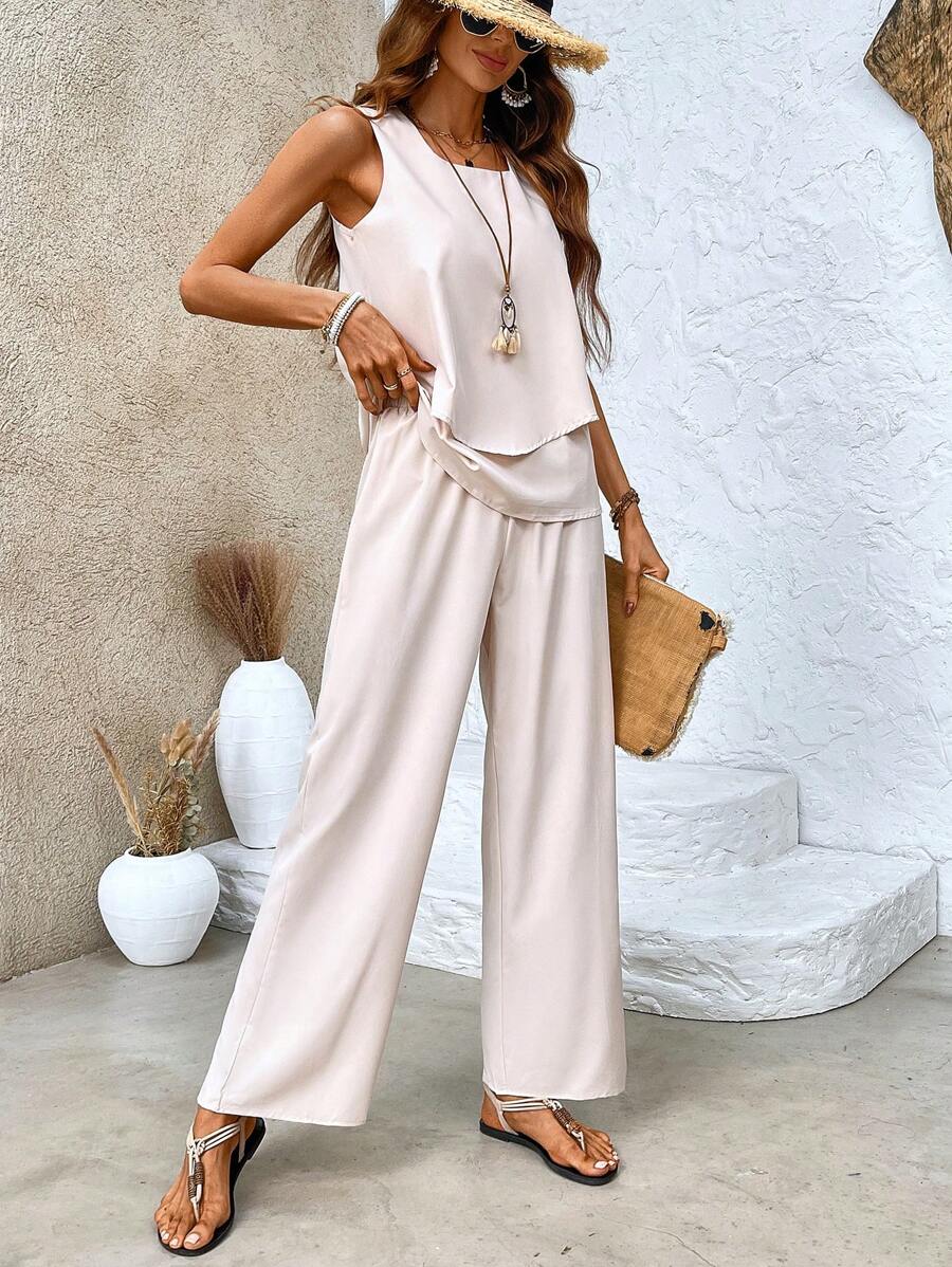 Ivory Plain Strap Two Piece Set