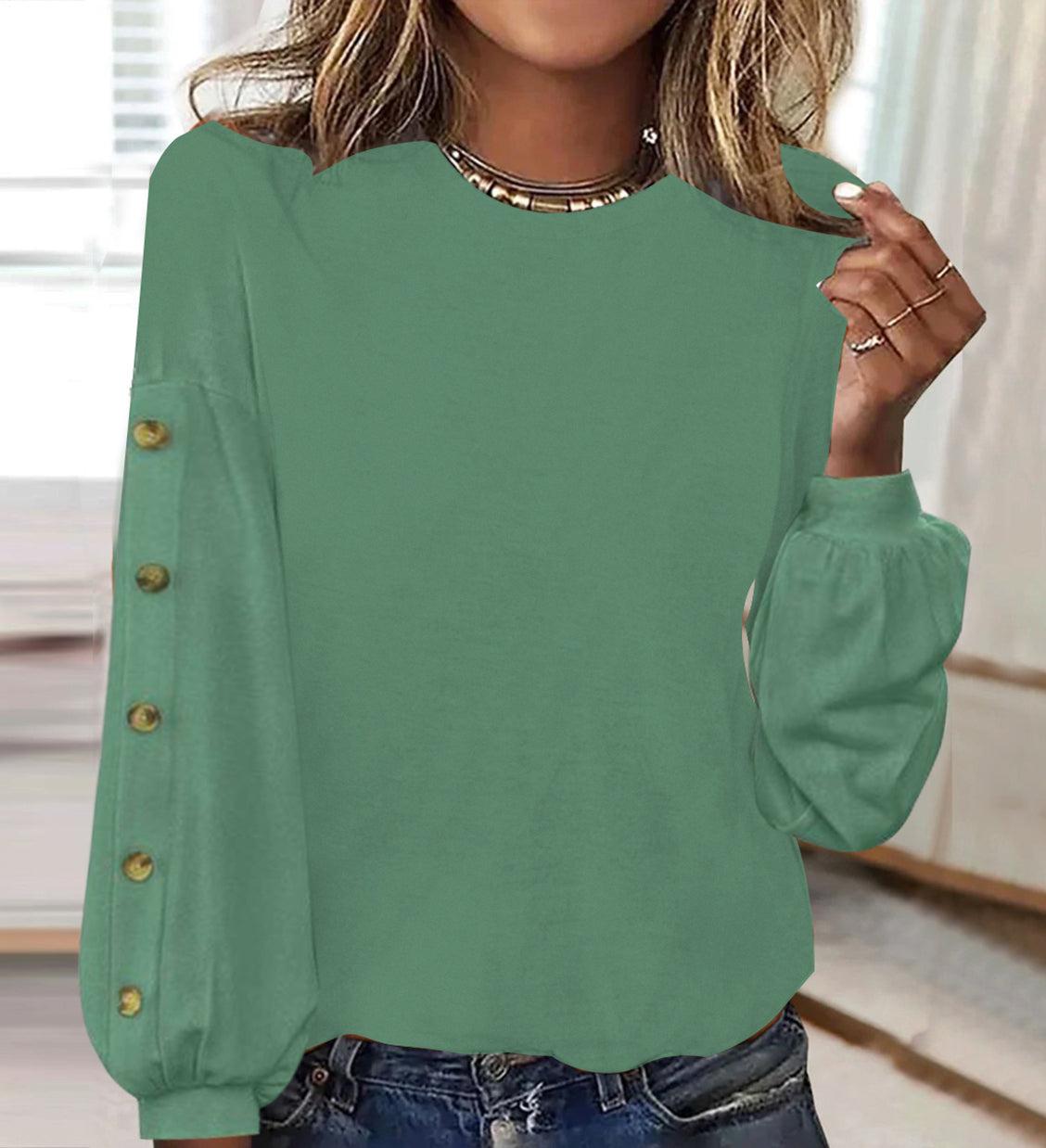 Fresh Green Plain Long Sleeve Top