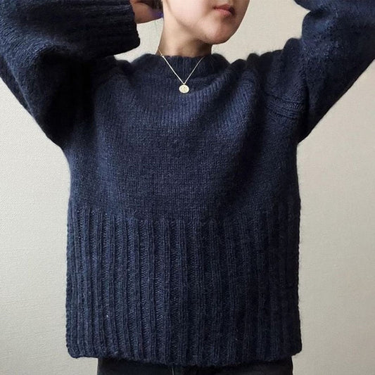 Navy Round Neck Plain Sweater