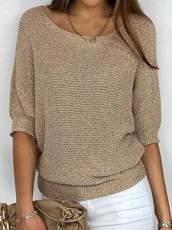 Classic Brown Knitted Long Sleeve Sweater