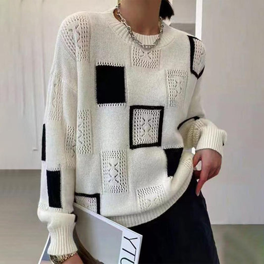 Stylish Print Round Neck Sweater