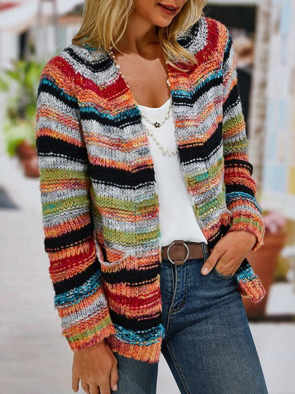 Showy Collarless Long Sleeve Cardigan