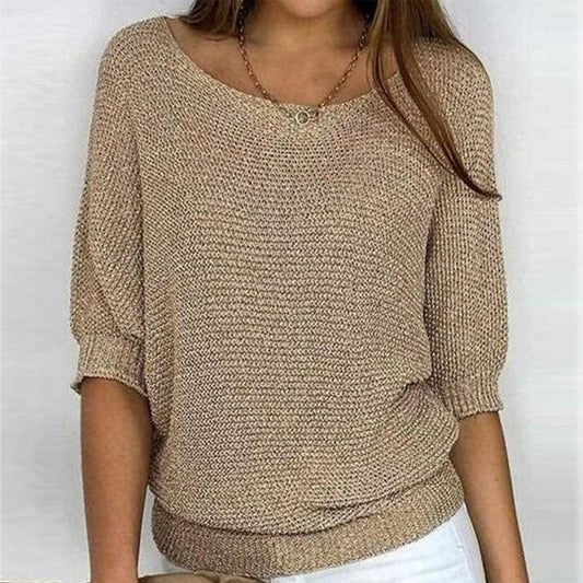 Classic Brown Knitted Long Sleeve Sweater