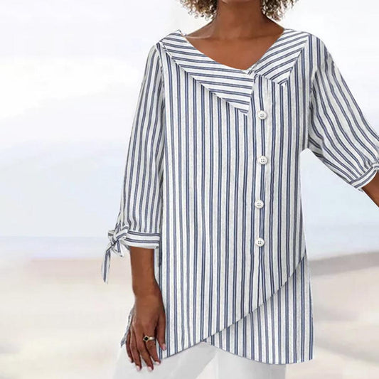 Chic 3/4 Sleeve Striped Top