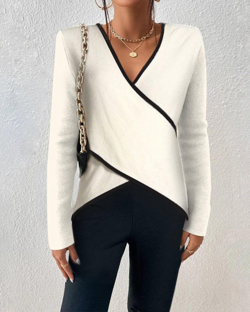 Ivory V-Neck Long Sleeve Sweater