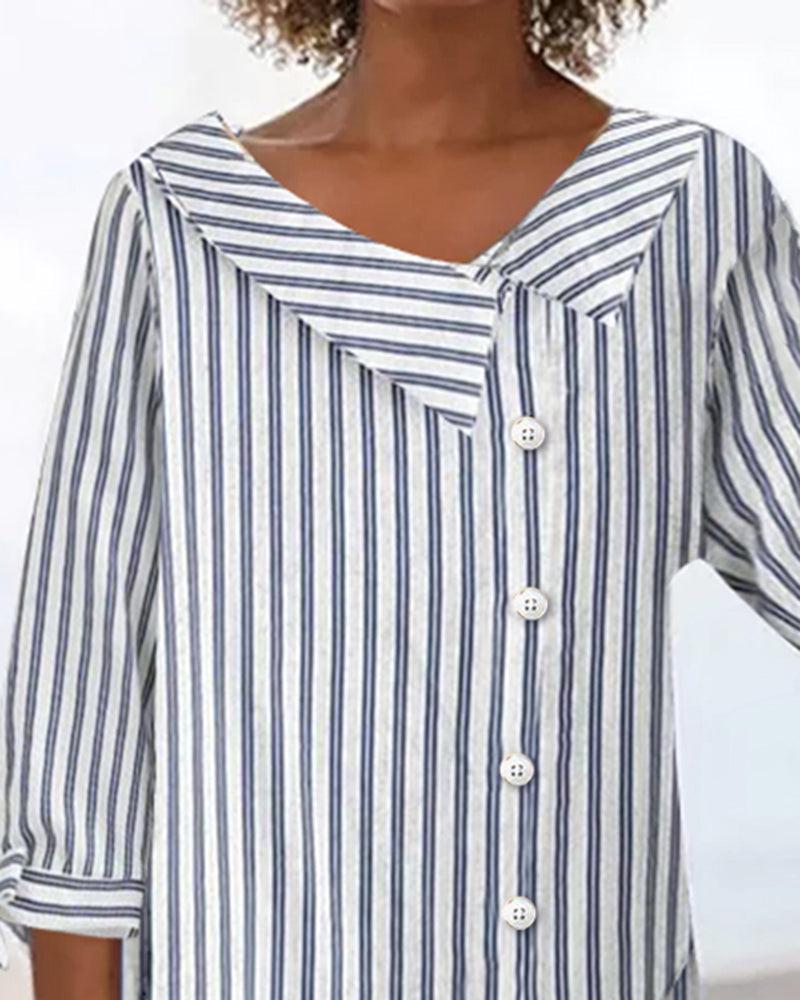 Chic 3/4 Sleeve Striped Top