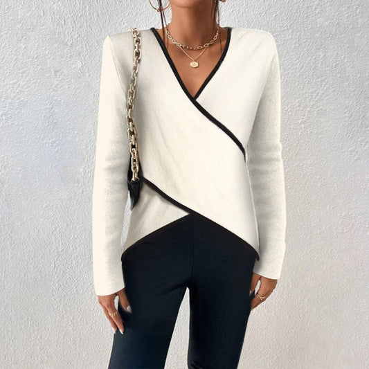 Ivory V-Neck Long Sleeve Sweater