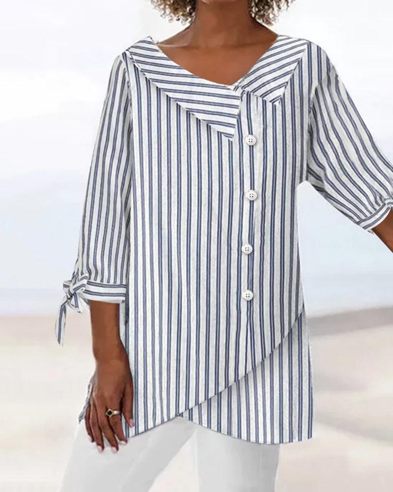 Chic 3/4 Sleeve Striped Top