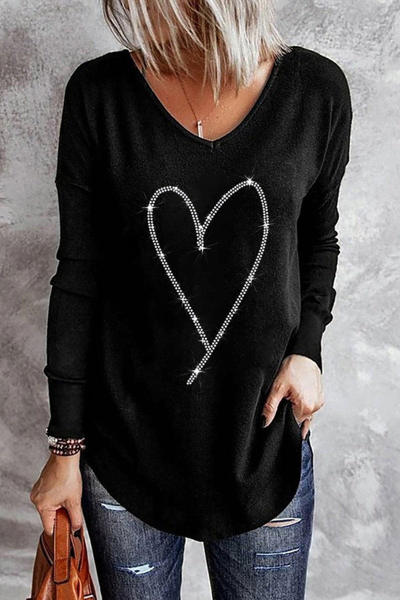 Bedazzle Heart Halo V-Neck Top  6 reviews