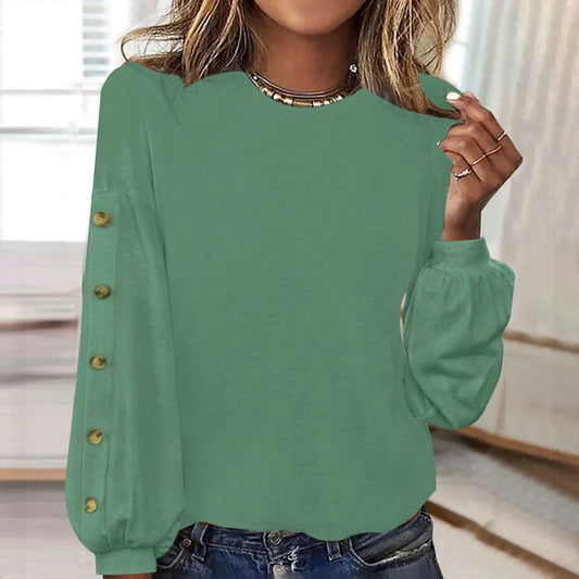 Fresh Green Plain Long Sleeve Top