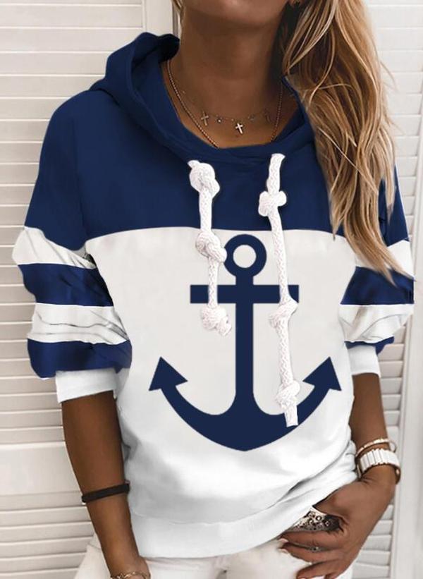 Anchor Long Sleeve Color Block Hoodie