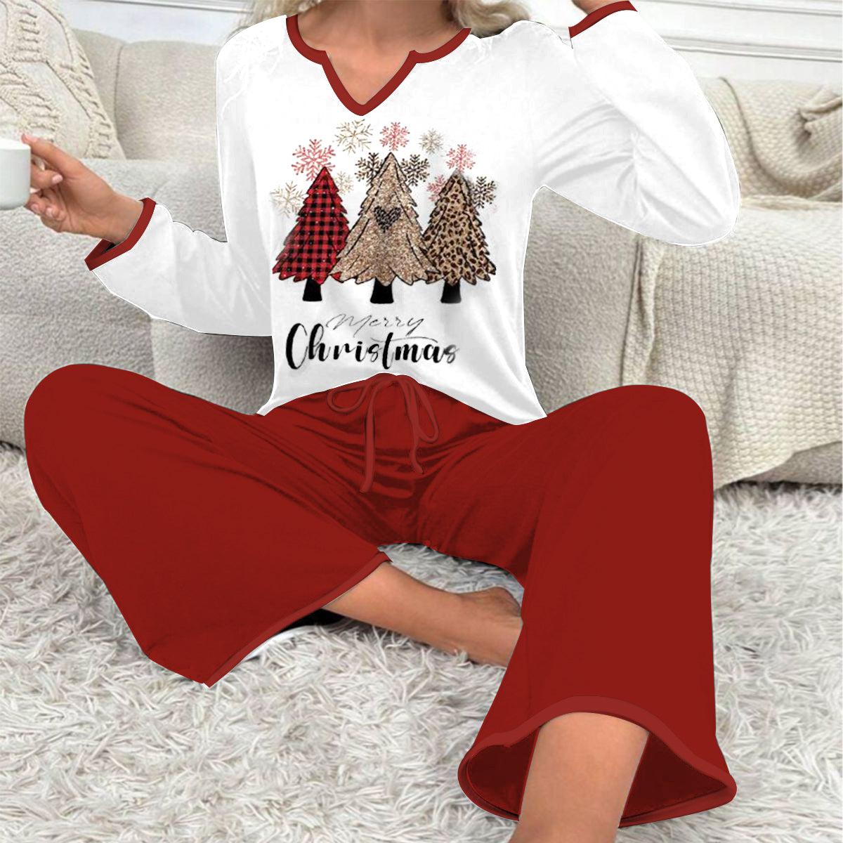 Trendy V-Neck Long Sleeve Red Two Piece Set