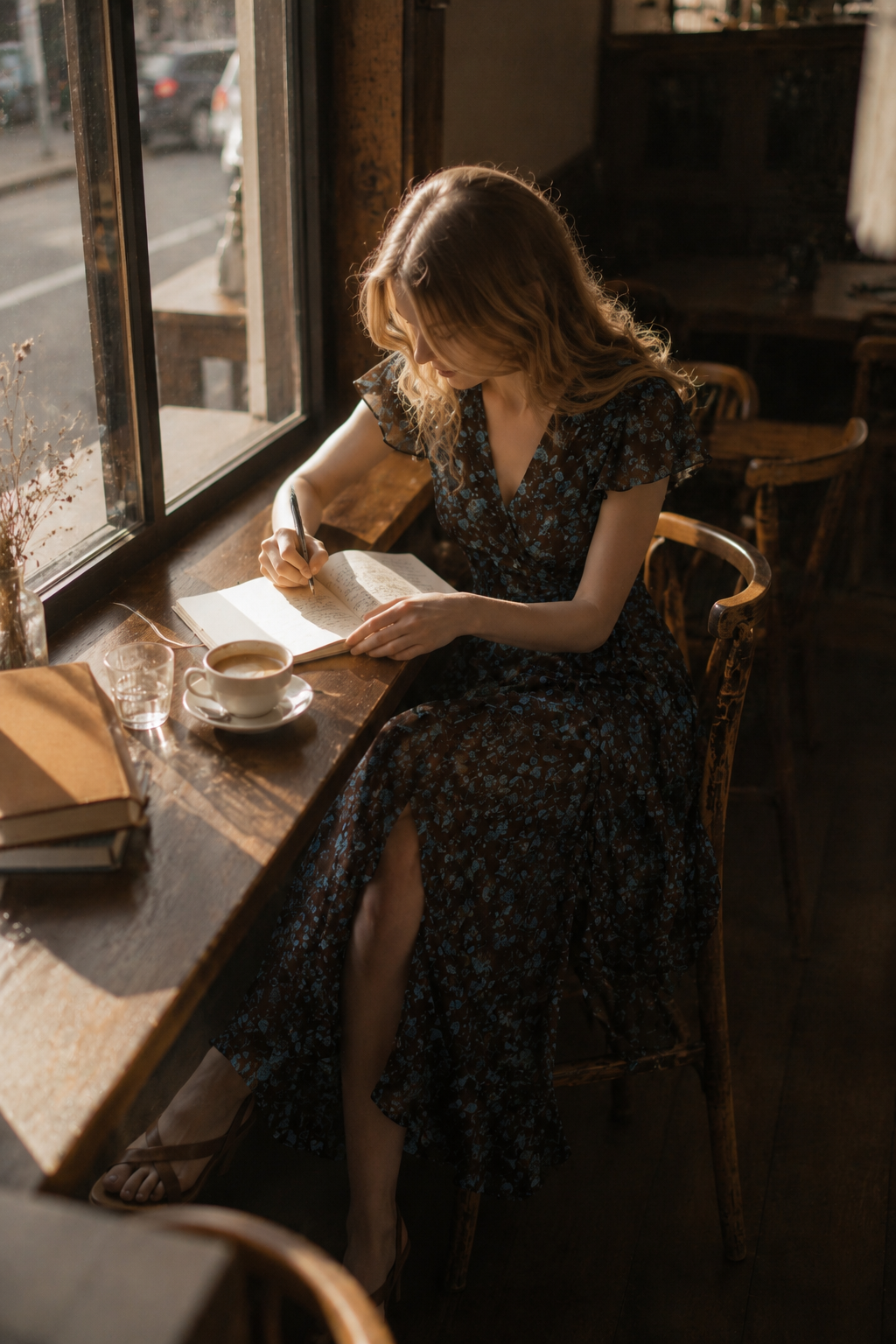 Astra · Mocha Bloom Midi Dress
