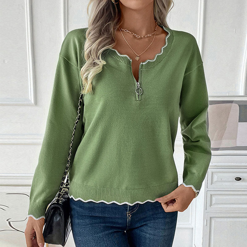 Fresh Long Sleeve Green Sweater