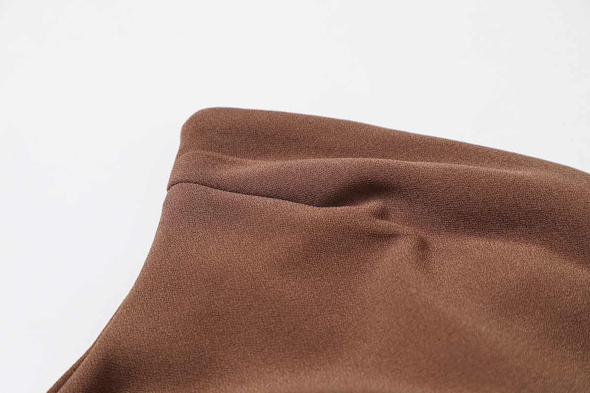 Dark Brown – Sexy Strapless Slit Bodycon Dress