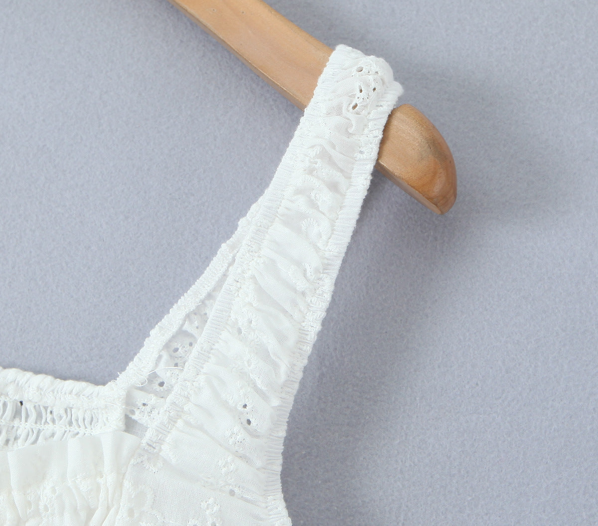 White - Lace Spliced Spaghetti Strap Dress