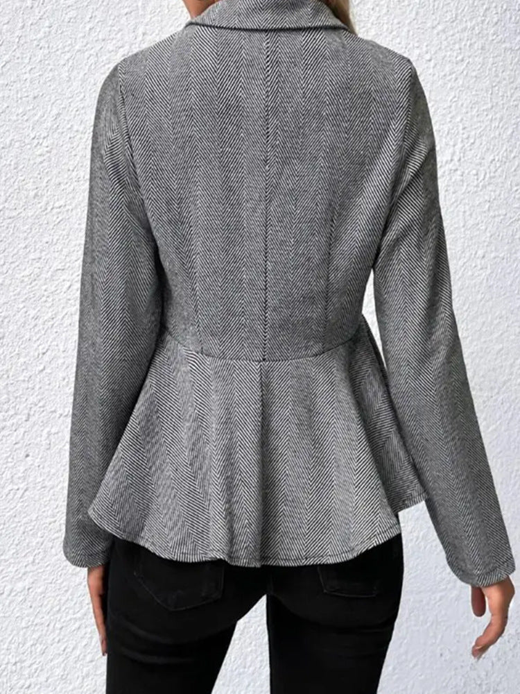 Grey Plain Long Sleeve Outerwear