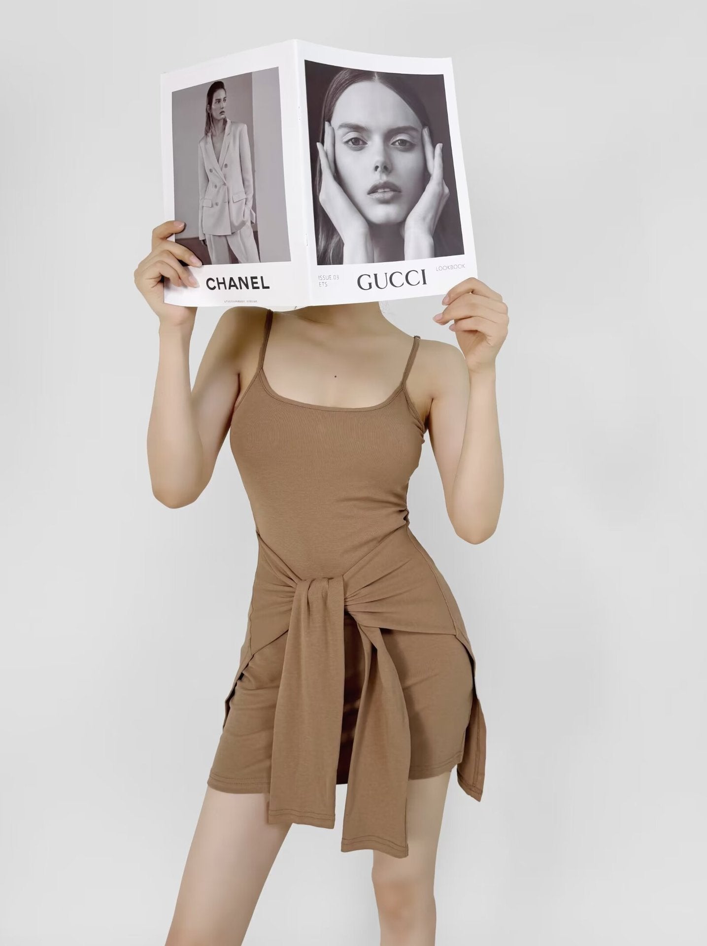 Khaki – Sleeveless Mini Cami Dress
