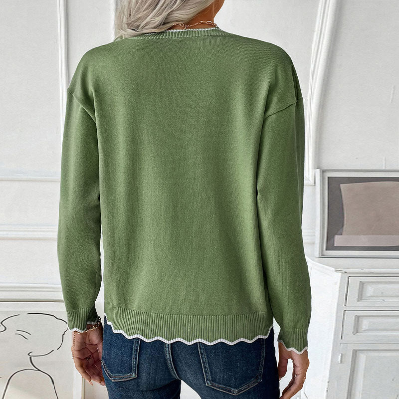 Fresh Long Sleeve Green Sweater