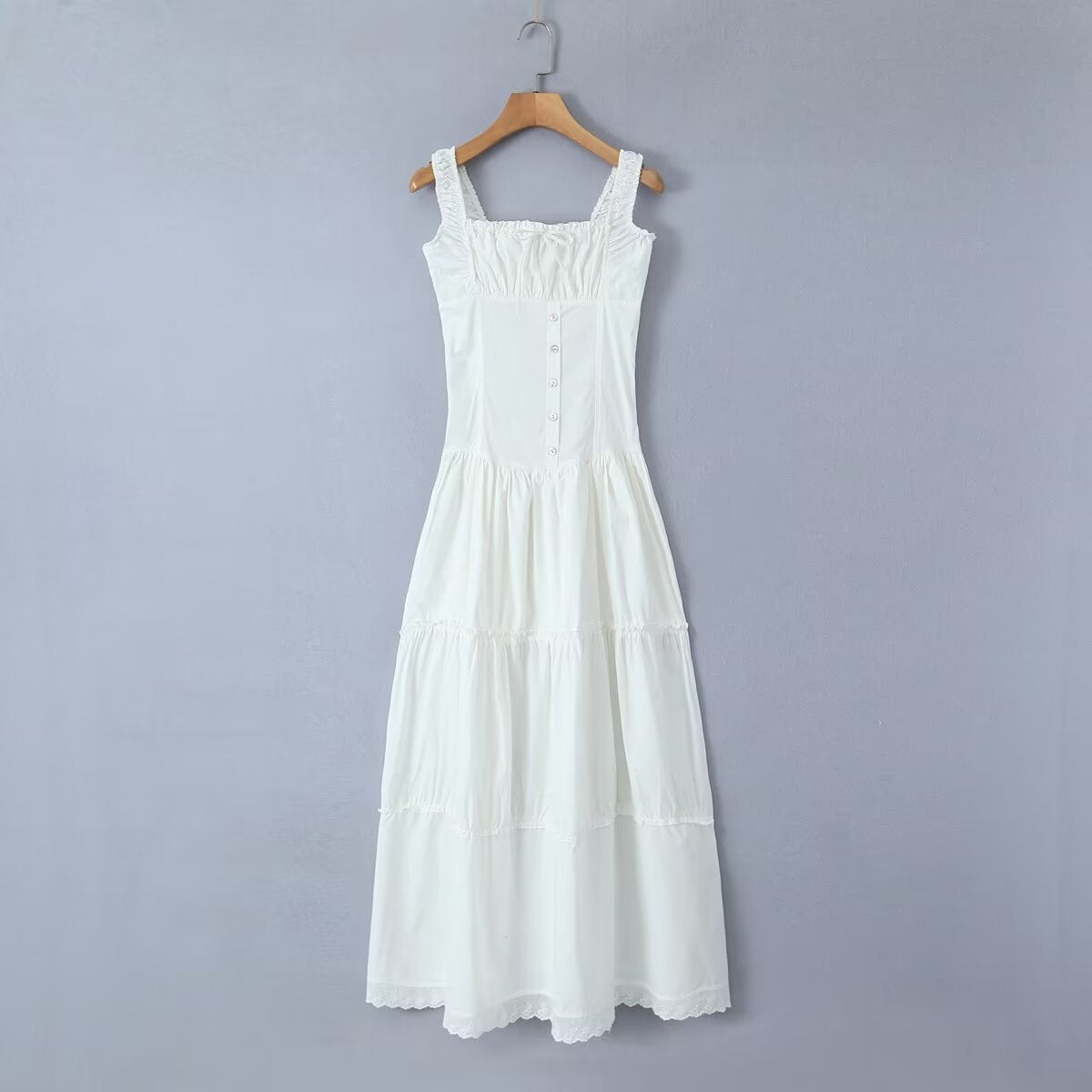 White – Slim-Fit Patchwork Cami Dress