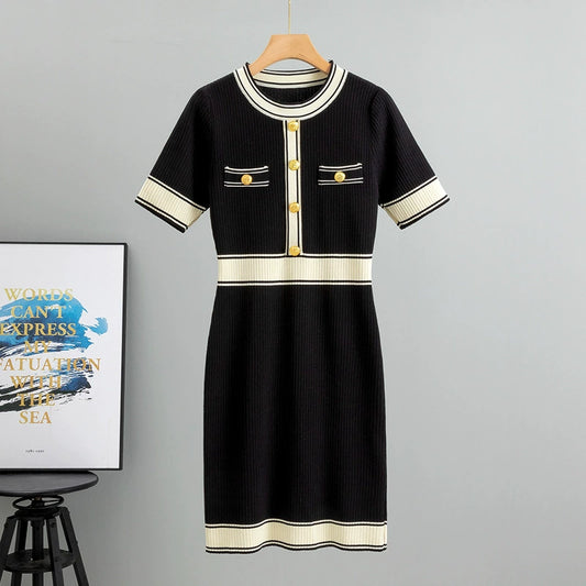Black – Short-Sleeve Slim Fit Fashion Dress