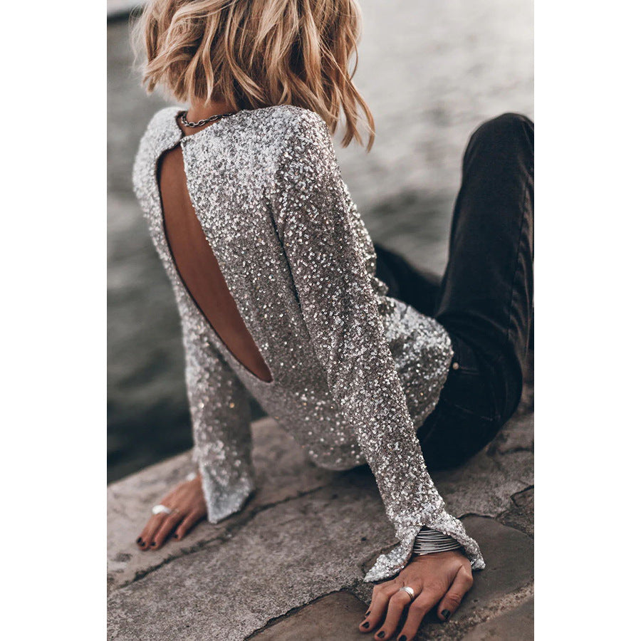 Gorgeous Silver Long Sleeve Top