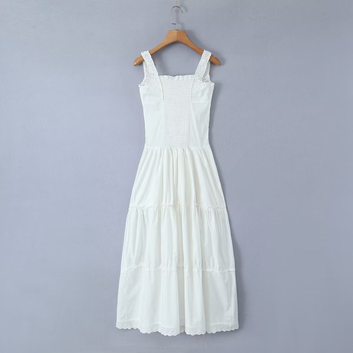 White – Slim-Fit Patchwork Cami Dress