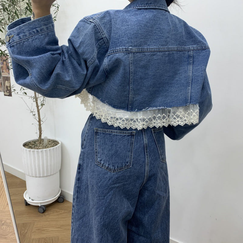 Blue Patchwork Denim Outerwear