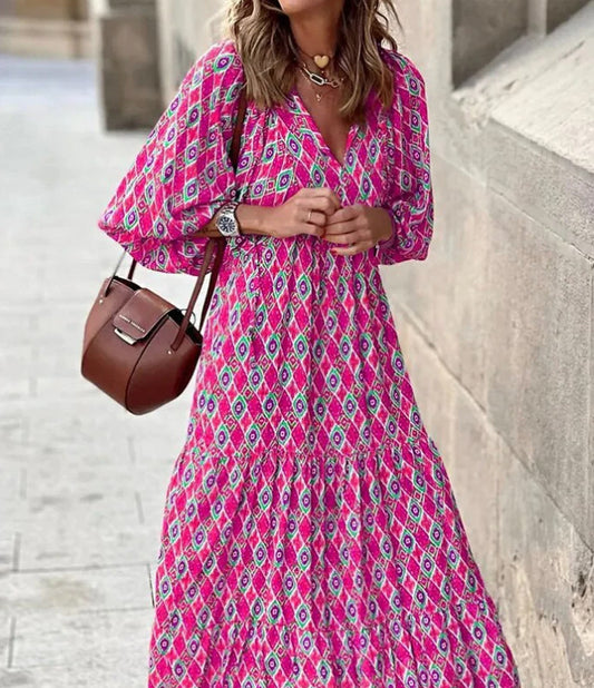 Bohemian Rose Diamond Maxi Dress