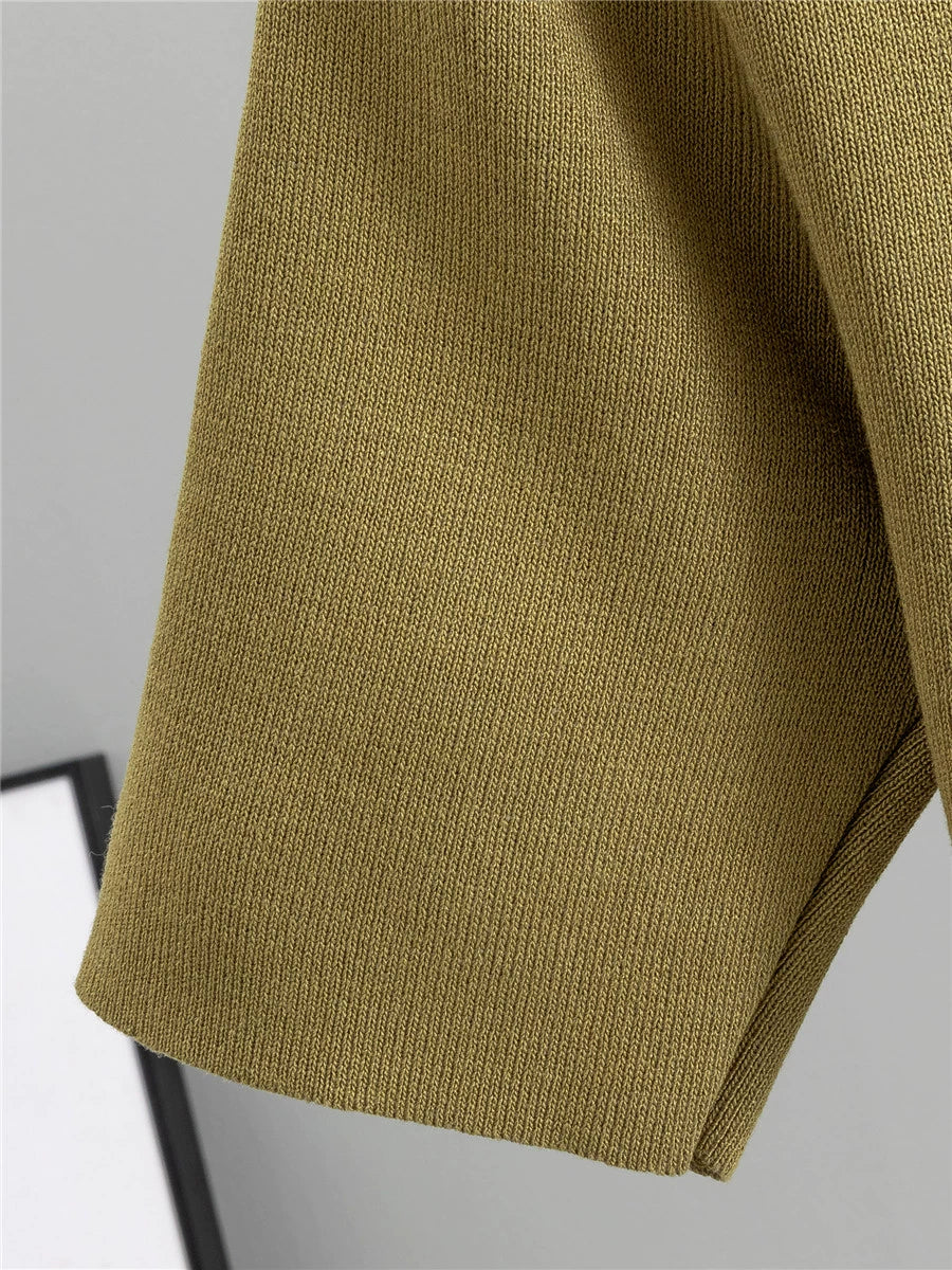 Camel Yellow – Striped Pullover Knitted Dress