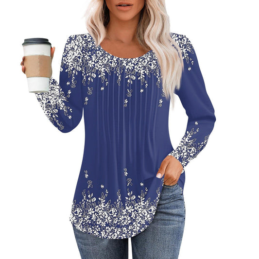 Dreamy Blue Long Sleeve Round Neck Top