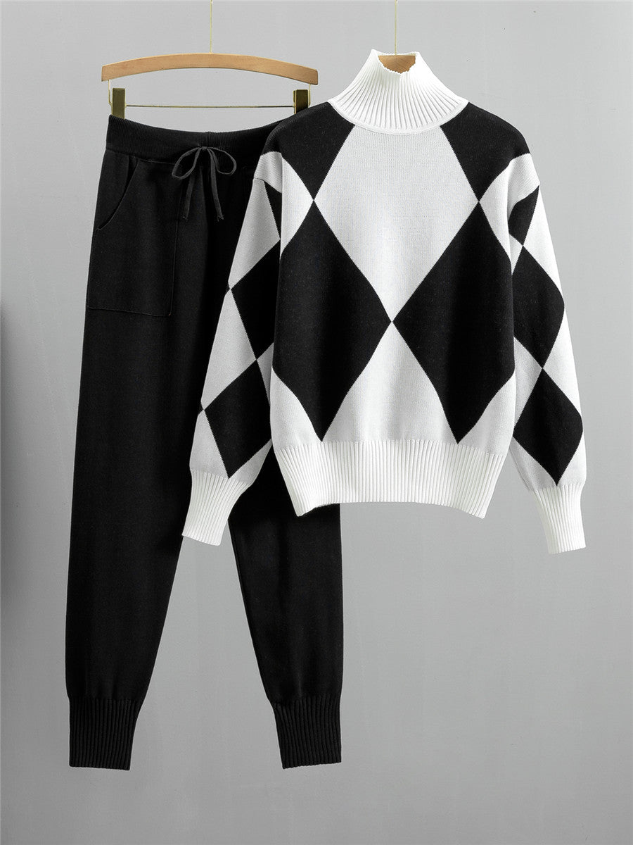 French-Style Knitted Two-Piece Set - Black