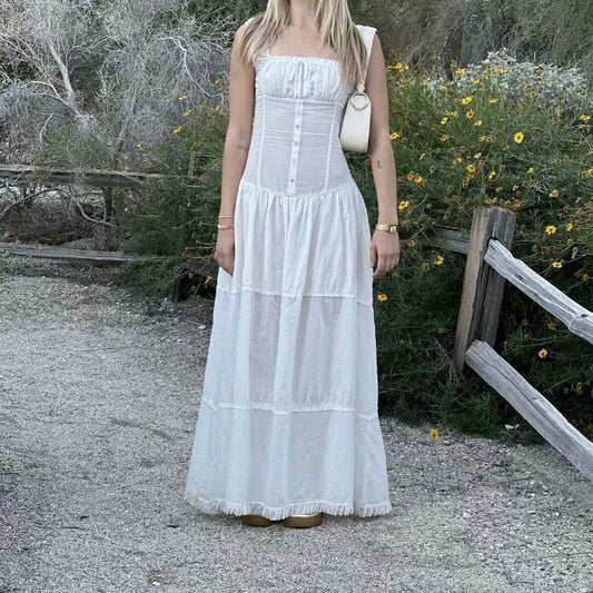 White – Slim-Fit Patchwork Cami Dress