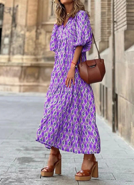 Bohemian Purple Diamond Maxi Dress