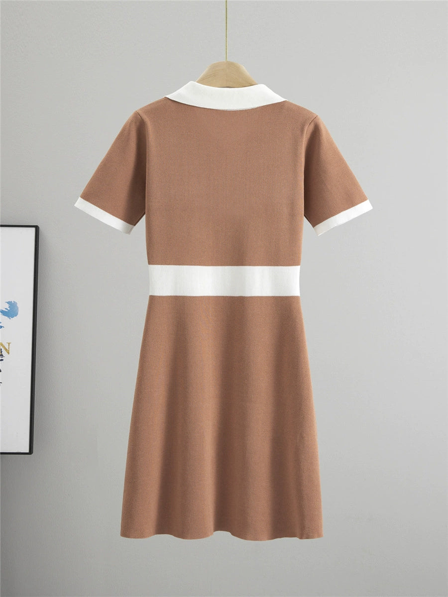 Coral Red – Slim Fit Short Sleeve Knitted Dress