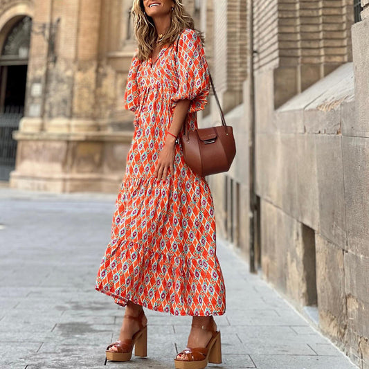 Bohemian Red Diamond Maxi Dress