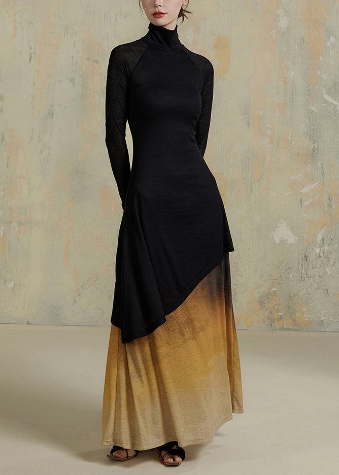 Modern Long Sleeve Black Maxi Dress