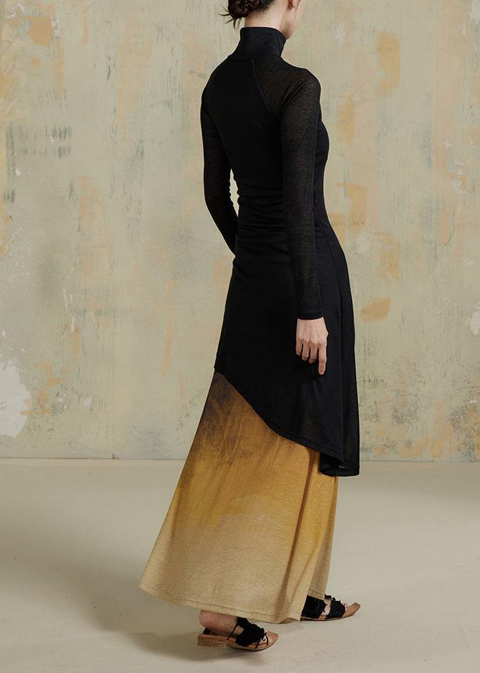 Modern Long Sleeve Black Maxi Dress