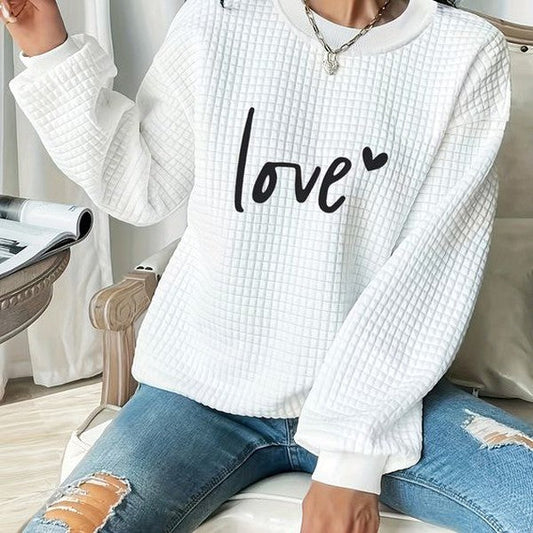 Trendy White Round Neck Long Sleeve Top