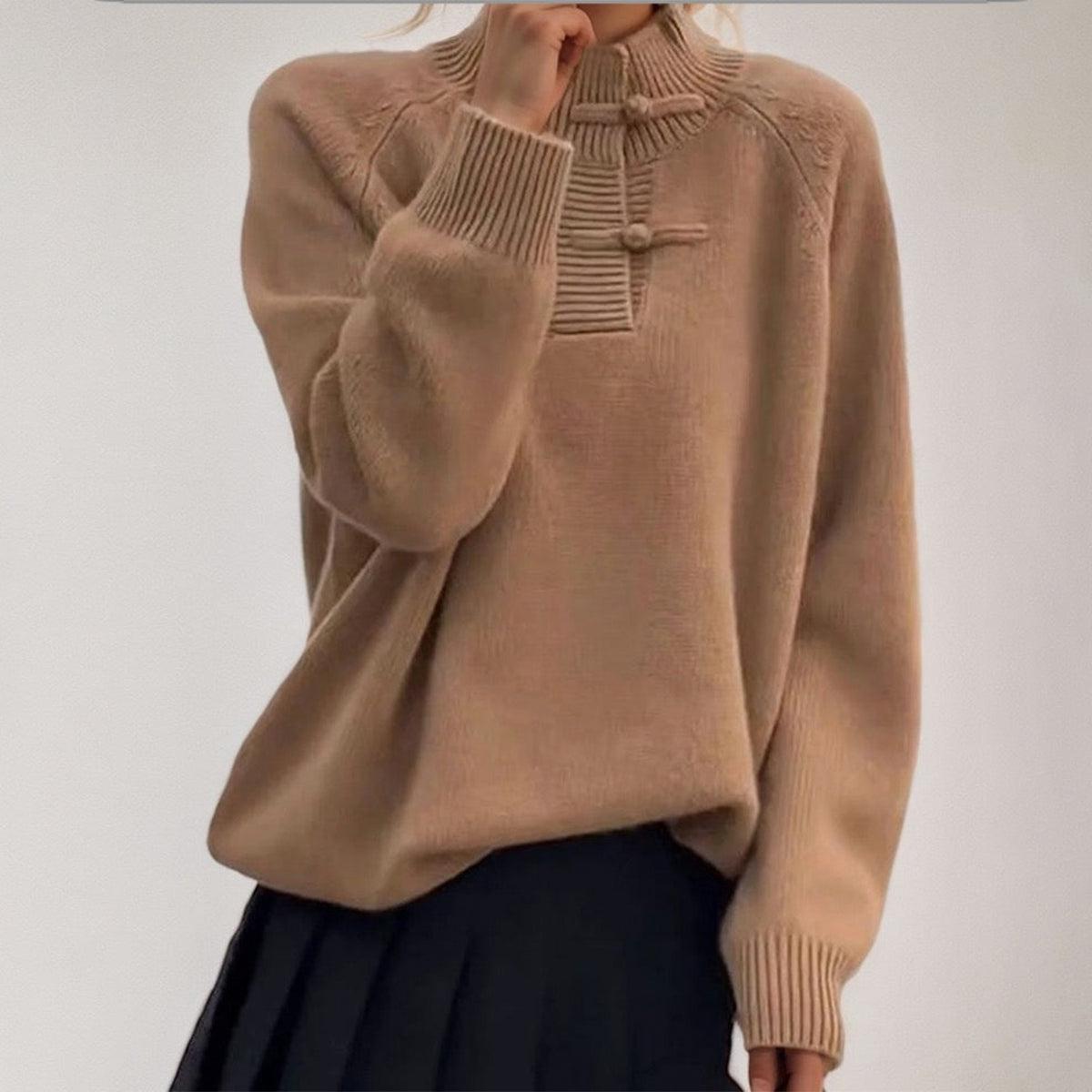 Brown Long Sleeve Plain Sweater