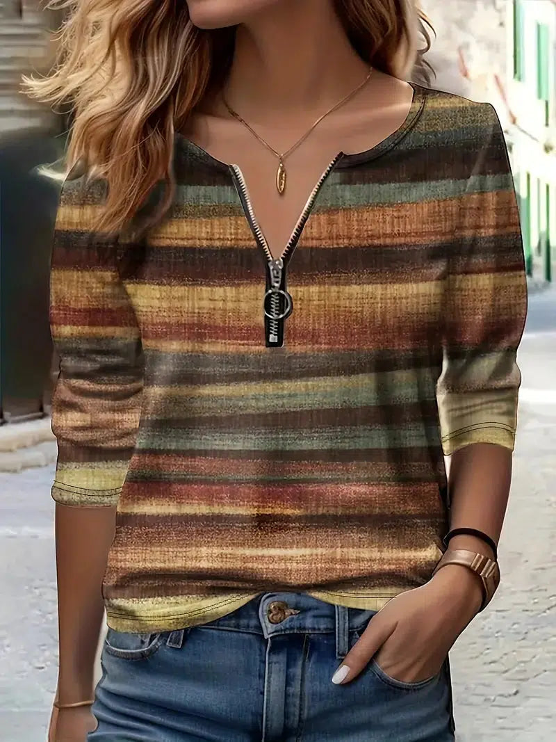 Retro Brown Long Sleeve Top