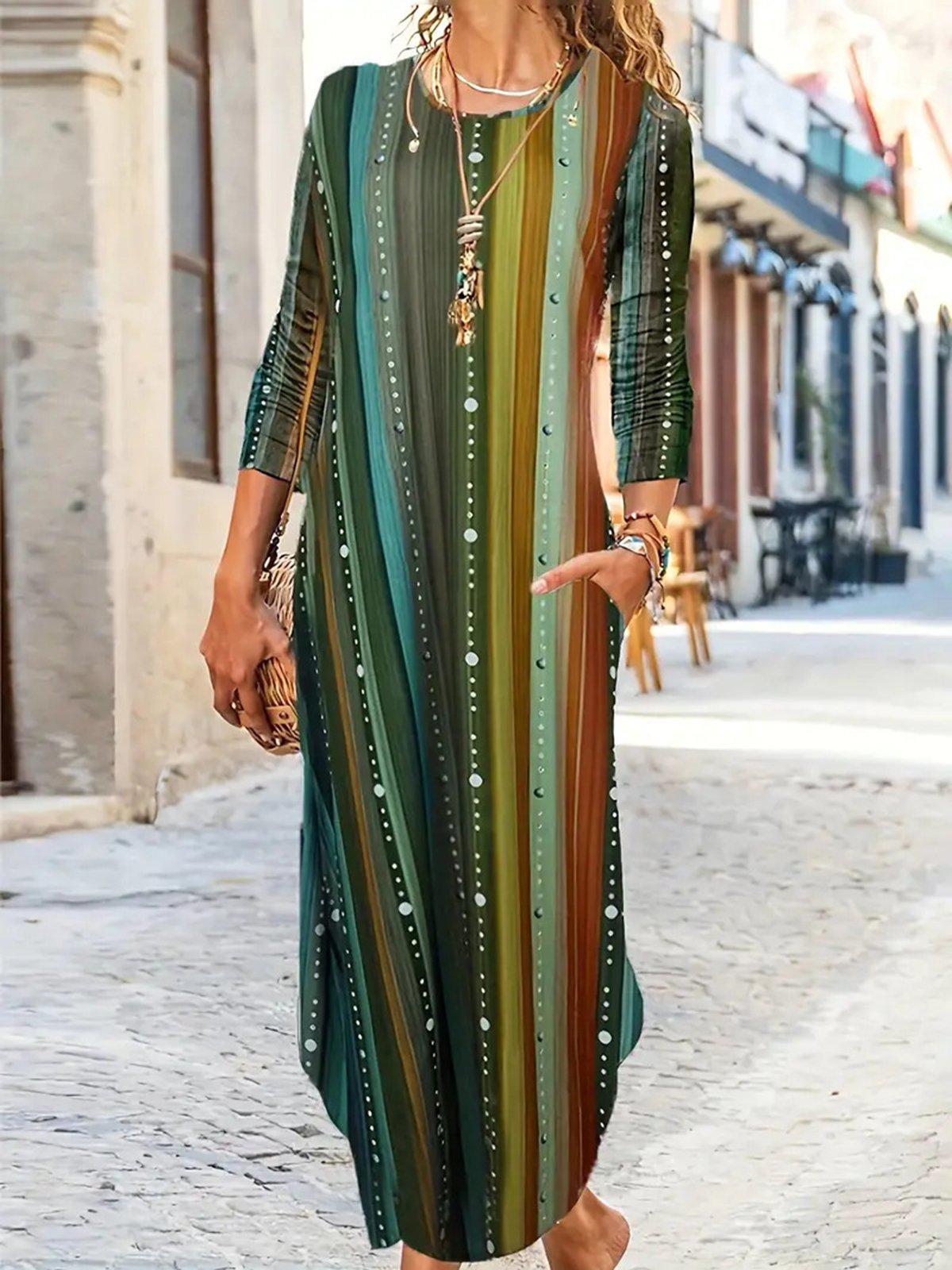 Fresh Green Round Neck Maxi Dress