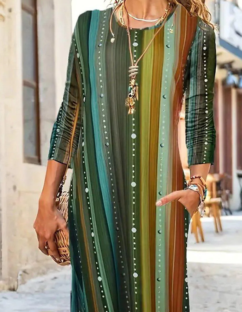 Fresh Green Round Neck Maxi Dress